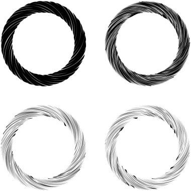 Dairesel sarmal, girdap, dönme tasarım elementi. Eş merkezli, radyal ve yayılan çizgiler dönüş, girdap ve eğri büğrü