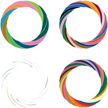 Dairesel sarmal, girdap, dönme tasarım elementi. Eş merkezli, radyal ve yayılan çizgiler dönüş, girdap ve eğri büğrü