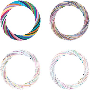 Dairesel sarmal, girdap, dönme tasarım elementi. Eş merkezli, radyal ve yayılan çizgiler dönüş, girdap ve eğri büğrü