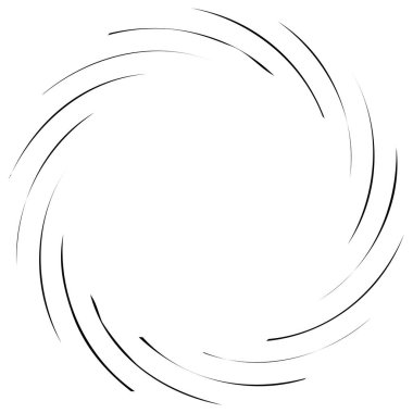 Dairesel sarmal, girdap, dönme tasarım elementi. Eş merkezli, radyal ve yayılan çizgiler dönüş, girdap ve eğri büğrü