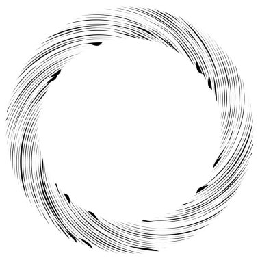 Dairesel sarmal, girdap, dönme tasarım elementi. Eş merkezli, radyal ve yayılan çizgiler dönüş, girdap ve eğri büğrü