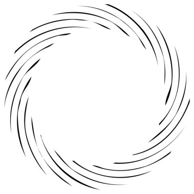 Dairesel sarmal, girdap, dönme tasarım elementi. Eş merkezli, radyal ve yayılan çizgiler dönüş, girdap ve eğri büğrü