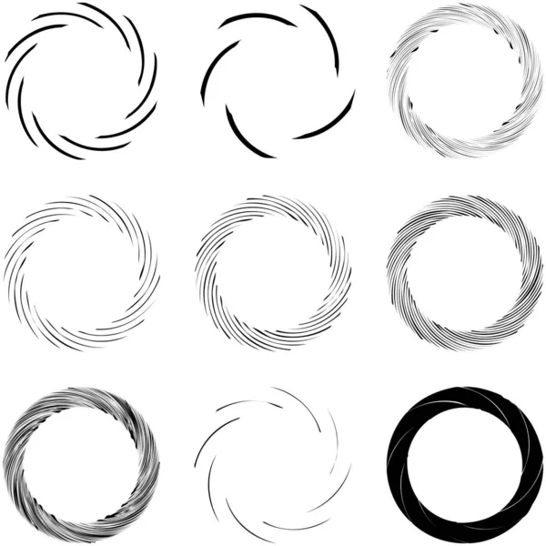 Espiral Circular Remolino Elemento Diseño Giro Explosión Concéntrica Radial Irradiante — Vector de stock