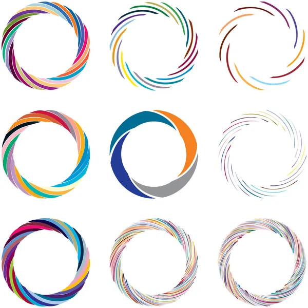 Circular Spiral Swirl Twirl Design Element Concentric Radial Radiating Burst — Stock Vector