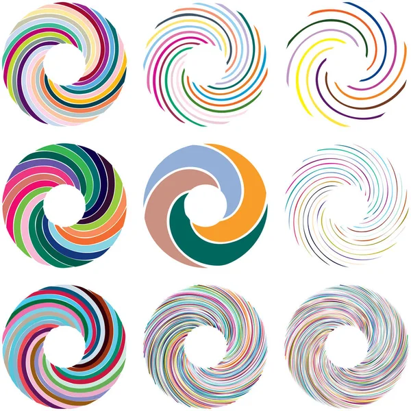 Circular Spiral Swirl Twirl Design Element Concentric Radial Radiating Burst — Stock Vector