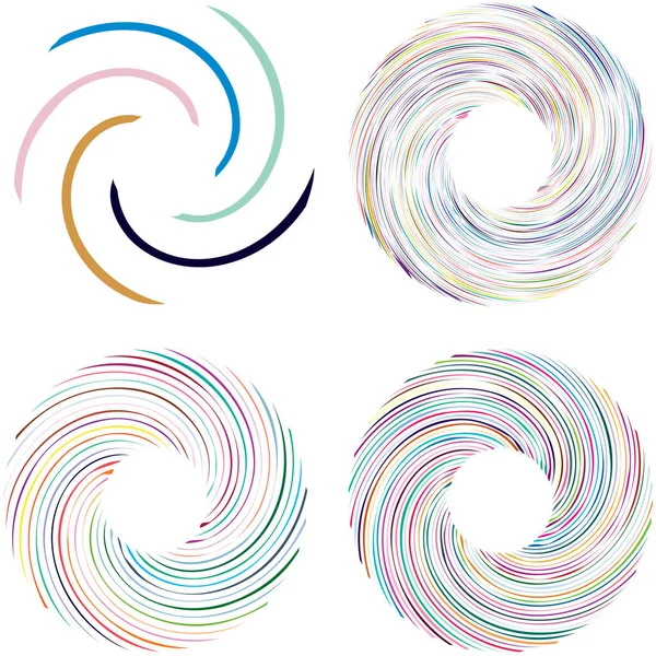 Circular Spiral Swirl Twirl Design Element Concentric Radial Radiating Burst — Stock Vector