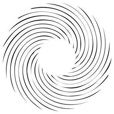 Dairesel sarmal, girdap, dönme tasarım elementi. Eş merkezli, radyal ve yayılan çizgiler dönüş, girdap ve eğri büğrü