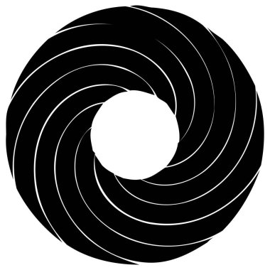 Dairesel sarmal, girdap, dönme tasarım elementi. Eş merkezli, radyal ve yayılan çizgiler dönüş, girdap ve eğri büğrü