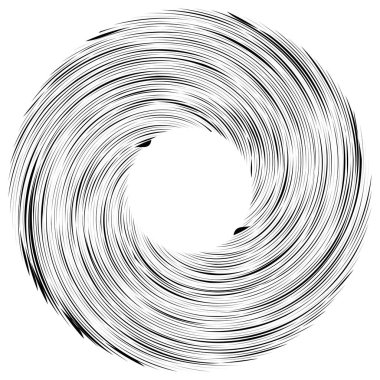 Dairesel sarmal, girdap, dönme tasarım elementi. Eş merkezli, radyal ve yayılan çizgiler dönüş, girdap ve eğri büğrü