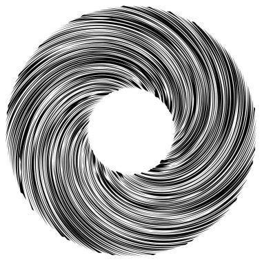 Dairesel sarmal, girdap, dönme tasarım elementi. Eş merkezli, radyal ve yayılan çizgiler dönüş, girdap ve eğri büğrü