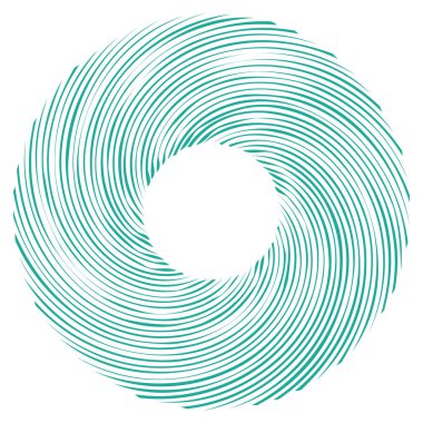 Dairesel sarmal, girdap, dönme tasarım elementi. Eş merkezli, radyal ve yayılan çizgiler dönüş, girdap ve eğri büğrü