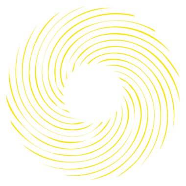 Dairesel sarmal, girdap, dönme tasarım elementi. Eş merkezli, radyal ve yayılan çizgiler dönüş, girdap ve eğri büğrü