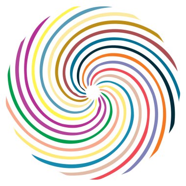 Dairesel sarmal, girdap, dönme tasarım elementi. Eş merkezli, radyal ve yayılan çizgiler dönüş, girdap ve eğri büğrü