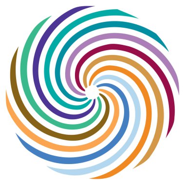 Dairesel sarmal, girdap, dönme tasarım elementi. Eş merkezli, radyal ve yayılan çizgiler dönüş, girdap ve eğri büğrü