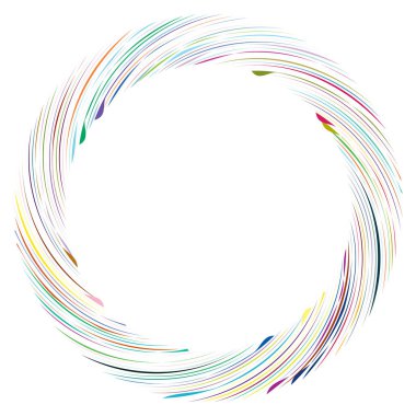 Dairesel sarmal, girdap, dönme tasarım elementi. Eş merkezli, radyal ve yayılan çizgiler dönüş, girdap ve eğri büğrü