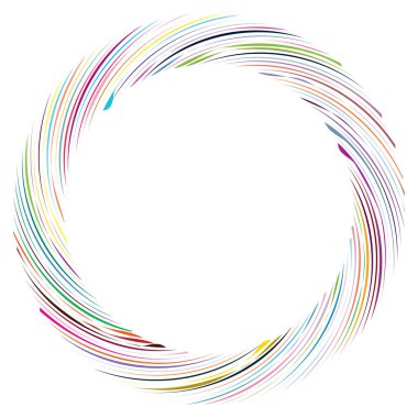 Dairesel sarmal, girdap, dönme tasarım elementi. Eş merkezli, radyal ve yayılan çizgiler dönüş, girdap ve eğri büğrü