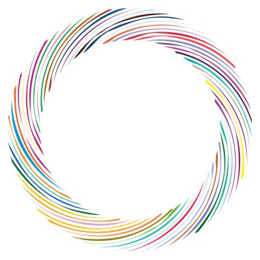 Dairesel sarmal, girdap, dönme tasarım elementi. Eş merkezli, radyal ve yayılan çizgiler dönüş, girdap ve eğri büğrü