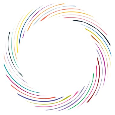 Dairesel sarmal, girdap, dönme tasarım elementi. Eş merkezli, radyal ve yayılan çizgiler dönüş, girdap ve eğri büğrü