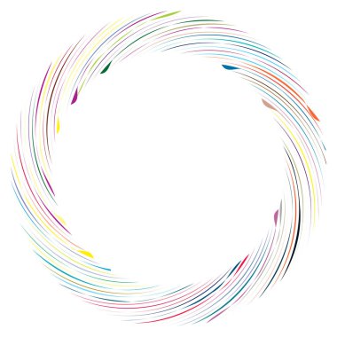 Dairesel sarmal, girdap, dönme tasarım elementi. Eş merkezli, radyal ve yayılan çizgiler dönüş, girdap ve eğri büğrü