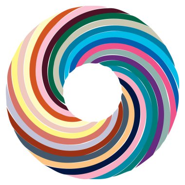 Dairesel sarmal, girdap, dönme tasarım elementi. Eş merkezli, radyal ve yayılan çizgiler dönüş, girdap ve eğri büğrü