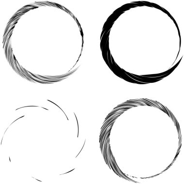 Dairesel sarmal, girdap, dönme tasarım elementi. Eş merkezli, radyal ve yayılan çizgiler dönüş, girdap ve eğri büğrü