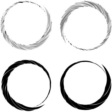 Dairesel sarmal, girdap, dönme tasarım elementi. Eş merkezli, radyal ve yayılan çizgiler dönüş, girdap ve eğri büğrü