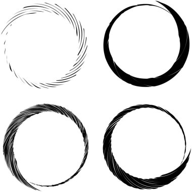 Dairesel sarmal, girdap, dönme tasarım elementi. Eş merkezli, radyal ve yayılan çizgiler dönüş, girdap ve eğri büğrü