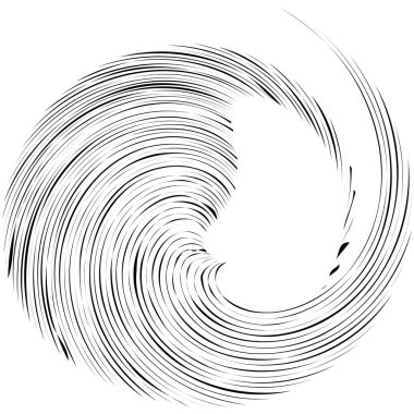 Dairesel sarmal, girdap, dönme tasarım elementi. Eş merkezli, radyal ve yayılan çizgiler dönüş, girdap ve eğri büğrü