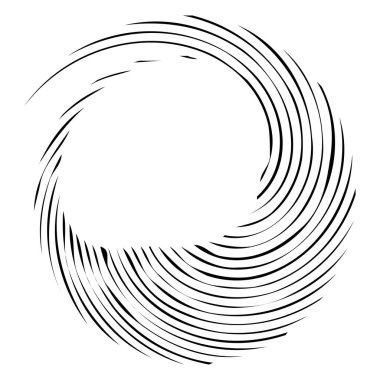 Dairesel sarmal, girdap, dönme tasarım elementi. Eş merkezli, radyal ve yayılan çizgiler dönüş, girdap ve eğri büğrü