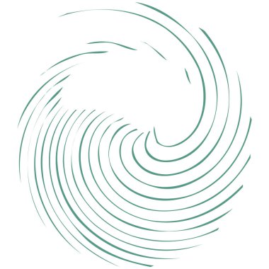 Dairesel sarmal, girdap, dönme tasarım elementi. Eş merkezli, radyal ve yayılan çizgiler dönüş, girdap ve eğri büğrü