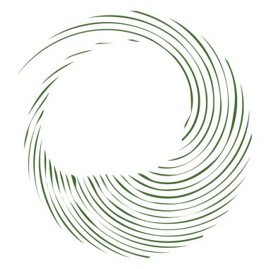 Dairesel sarmal, girdap, dönme tasarım elementi. Eş merkezli, radyal ve yayılan çizgiler dönüş, girdap ve eğri büğrü