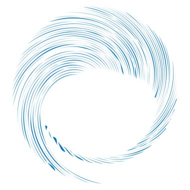 Dairesel sarmal, girdap, dönme tasarım elementi. Eş merkezli, radyal ve yayılan çizgiler dönüş, girdap ve eğri büğrü