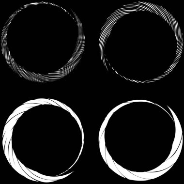 Dairesel sarmal, girdap, dönme tasarım elementi. Eş merkezli, radyal ve yayılan çizgiler dönüş, girdap ve eğri büğrü