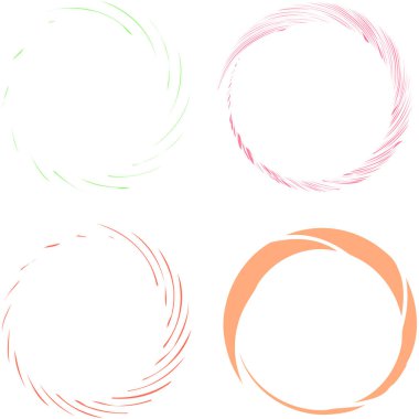 Dairesel sarmal, girdap, dönme tasarım elementi. Eş merkezli, radyal ve yayılan çizgiler dönüş, girdap ve eğri büğrü