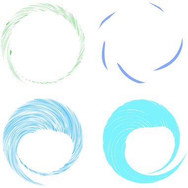 Dairesel sarmal, girdap, dönme tasarım elementi. Eş merkezli, radyal ve yayılan çizgiler dönüş, girdap ve eğri büğrü