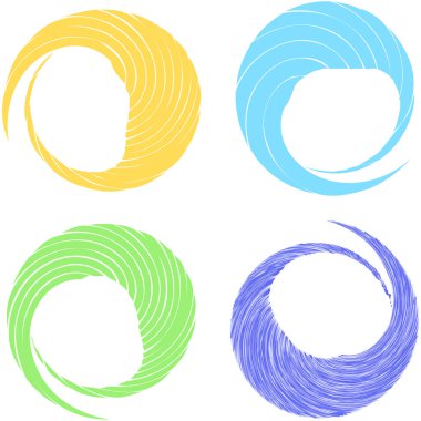 Dairesel sarmal, girdap, dönme tasarım elementi. Eş merkezli, radyal ve yayılan çizgiler dönüş, girdap ve eğri büğrü