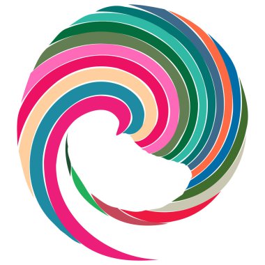 Dairesel sarmal, girdap, dönme tasarım elementi. Eş merkezli, radyal ve yayılan çizgiler dönüş, girdap ve eğri büğrü