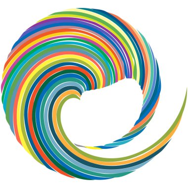 Dairesel sarmal, girdap, dönme tasarım elementi. Eş merkezli, radyal ve yayılan çizgiler dönüş, girdap ve eğri büğrü