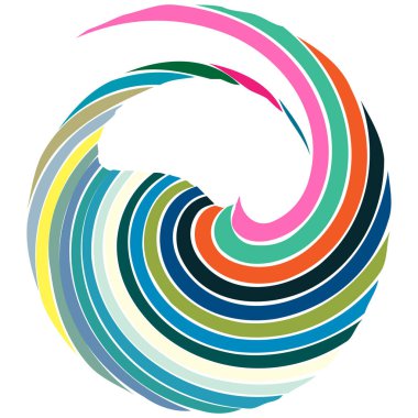 Dairesel sarmal, girdap, dönme tasarım elementi. Eş merkezli, radyal ve yayılan çizgiler dönüş, girdap ve eğri büğrü