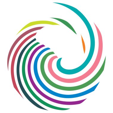 Dairesel sarmal, girdap, dönme tasarım elementi. Eş merkezli, radyal ve yayılan çizgiler dönüş, girdap ve eğri büğrü