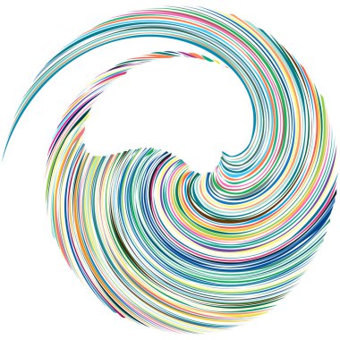 Dairesel sarmal, girdap, dönme tasarım elementi. Eş merkezli, radyal ve yayılan çizgiler dönüş, girdap ve eğri büğrü