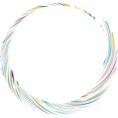 Dairesel sarmal, girdap, dönme tasarım elementi. Eş merkezli, radyal ve yayılan çizgiler dönüş, girdap ve eğri büğrü