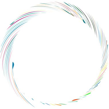 Dairesel sarmal, girdap, dönme tasarım elementi. Eş merkezli, radyal ve yayılan çizgiler dönüş, girdap ve eğri büğrü