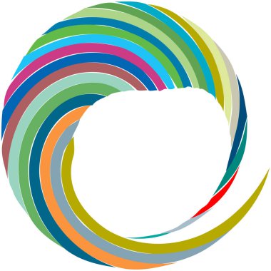 Dairesel sarmal, girdap, dönme tasarım elementi. Eş merkezli, radyal ve yayılan çizgiler dönüş, girdap ve eğri büğrü