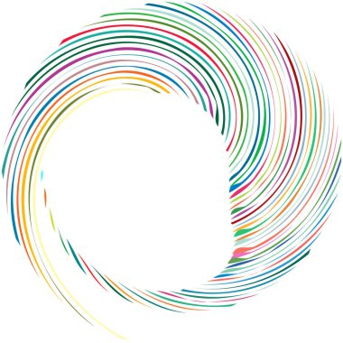 Dairesel sarmal, girdap, dönme tasarım elementi. Eş merkezli, radyal ve yayılan çizgiler dönüş, girdap ve eğri büğrü