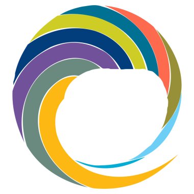 Dairesel sarmal, girdap, dönme tasarım elementi. Eş merkezli, radyal ve yayılan çizgiler dönüş, girdap ve eğri büğrü