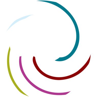 Dairesel sarmal, girdap, dönme tasarım elementi. Eş merkezli, radyal ve yayılan çizgiler dönüş, girdap ve eğri büğrü