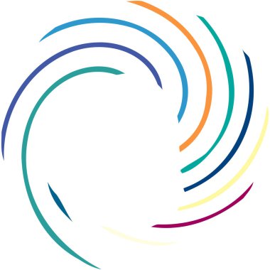 Dairesel sarmal, girdap, dönme tasarım elementi. Eş merkezli, radyal ve yayılan çizgiler dönüş, girdap ve eğri büğrü