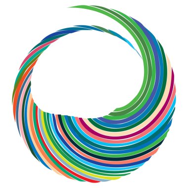 Dairesel sarmal, girdap, dönme tasarım elementi. Eş merkezli, radyal ve yayılan çizgiler dönüş, girdap ve eğri büğrü