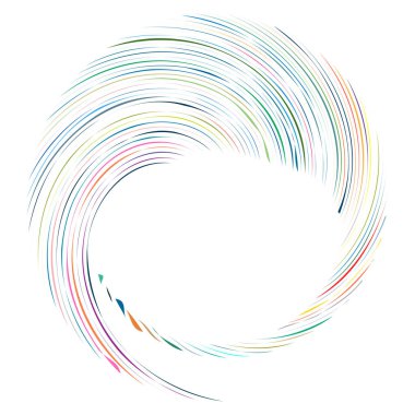 Dairesel sarmal, girdap, dönme tasarım elementi. Eş merkezli, radyal ve yayılan çizgiler dönüş, girdap ve eğri büğrü